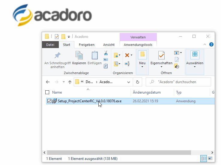 Gif Project Center Client installieren